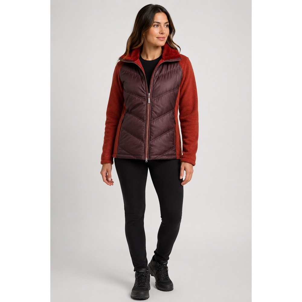 Marmot Thea Women's XL 700 Fill Down Hybrid Jacket Burgundy Fleece Outdoor Ski